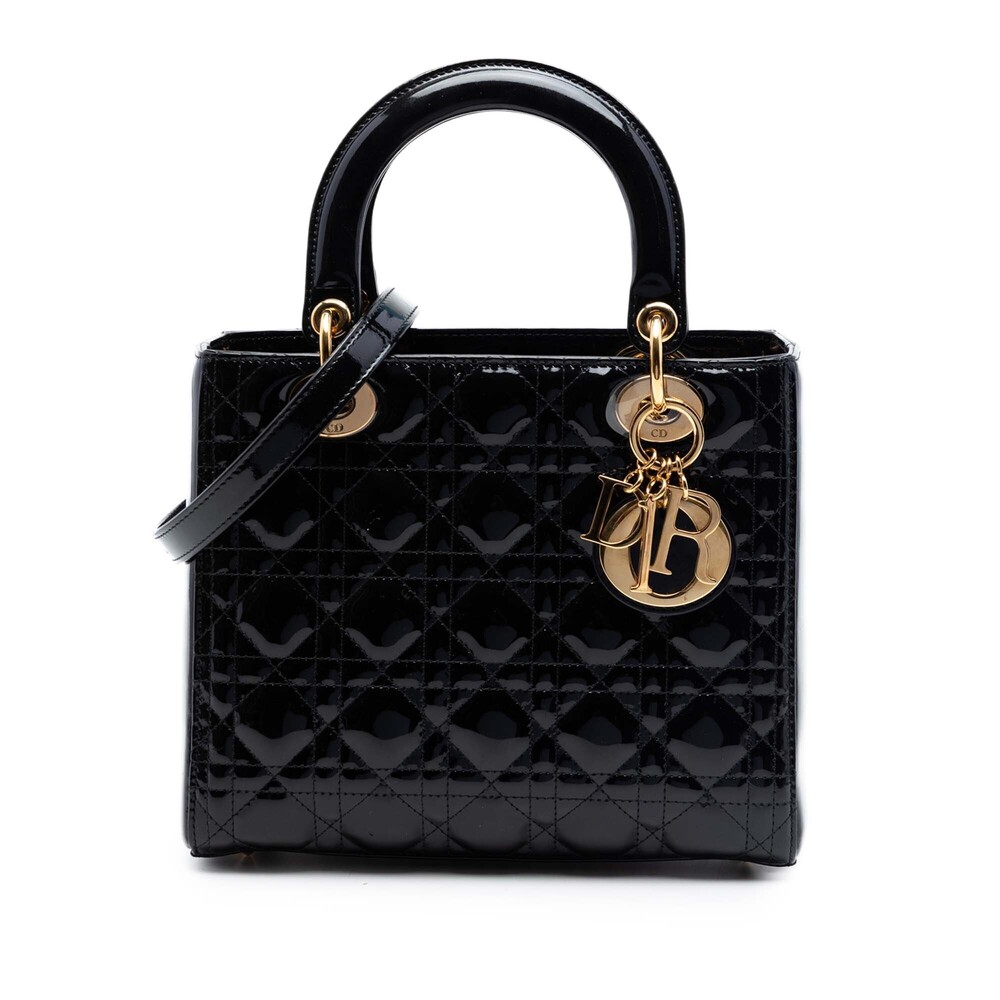 Pre-Loved Dior Medium Patent Cannage Lady Dior